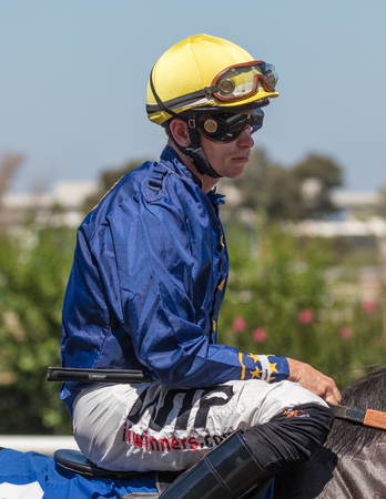 Horse racing action at the Cal Expo Track  in Sacramento, California. July 17, 2017.のeditorial素材