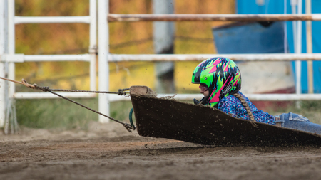 Rodeo action at the Scott Valley Pleasure Park Rodeo in Etna, California.のeditorial素材