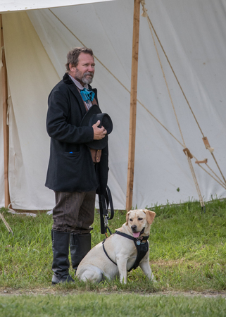 American Civil War reenactor at the Dog Island event in Red Bluff, California.のeditorial素材