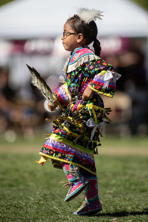 Participants dancing Native American style at the Stillwater Pow Wow in Anderson, California.のeditorial素材