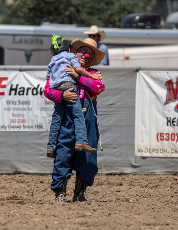 Rodeo action at the Cottonwood Rodeo in Northern California.のeditorial素材