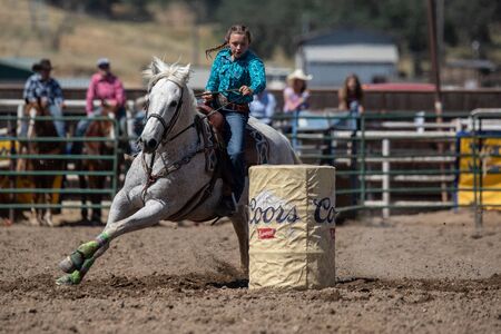 Rodeo action at the Cottonwood Rodeo in Northern California.のeditorial素材