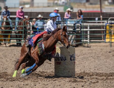 Rodeo action at the Cottonwood Rodeo in Northern California.のeditorial素材