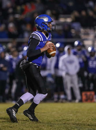 Football action with Coeur d'Alene vs Mt. View High School in Coeur d'Alene, Idaho.のeditorial素材