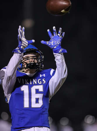 Football action with Coeur d'Alene vs Mt. View High School in Coeur d'Alene, Idaho.のeditorial素材