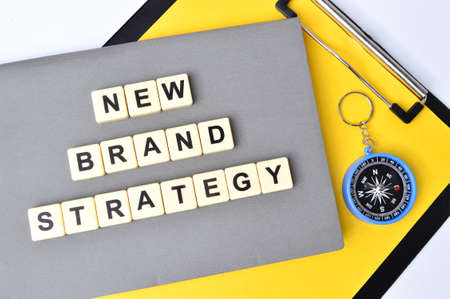 Square letters with text NEW BRAND STRATEGY. Business concept.の写真素材