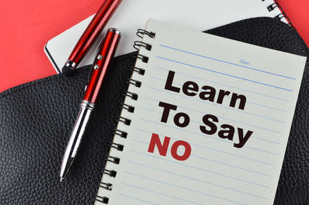 Notebook written with text LEARN TO SAY NO