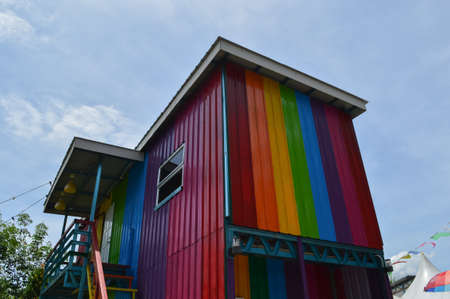 Kuala Selangor, Malaysia :April 2nd 2021-Colorful exterior container houses at the parkのeditorial素材