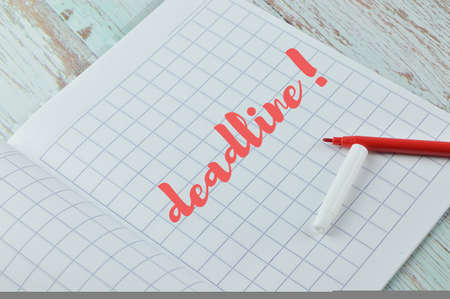 Phrase DEADLINE! written on notebook.の写真素材