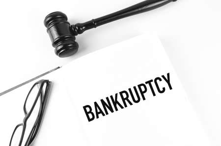 Notebook written with text BANKRUPTCY. Top viewの写真素材