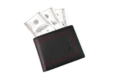 Klang,Malaysia: May 6, 2021-Wallet and money banknotes isolated on a white background
