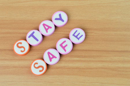 Alphabet letters with text STAY SAFE. Conceptual imageの写真素材