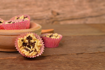 Malaysian traditional homemade cookies called as Kuih Sarang Semua with chocolate rice served during Eid Fitri..の写真素材