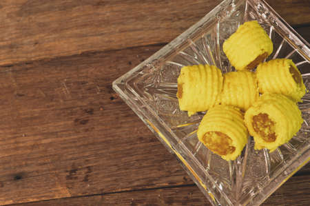 Malaysian traditional cookies called as Pineapple Tarts or Tart Nenas served during Eid Fitriの写真素材
