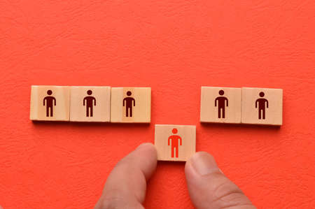 Businessman in search of new employees. Personal selection and management in the teamの写真素材