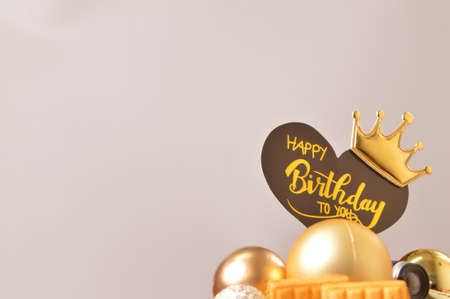 Happy birthday card with colorful decoration. Copy spaceの写真素材