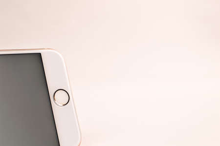 Klangm Malaysia: July 20, 2021- Close up view of iphone home button isolated on white backgroundのeditorial素材