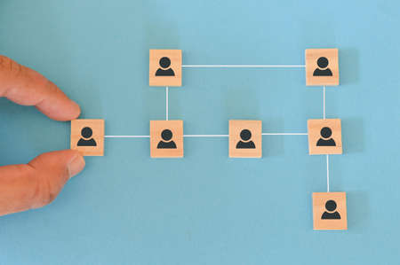 View of a network connection with people linked each other. Business communication conceptの写真素材