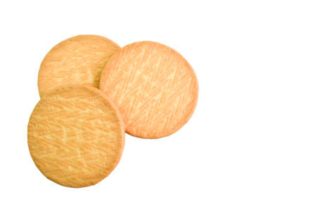 Round biscuits isolated on a white backgroundの写真素材