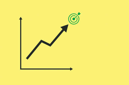 An illustration of graph growing up to the target. Movement, growth and progress conceptの写真素材