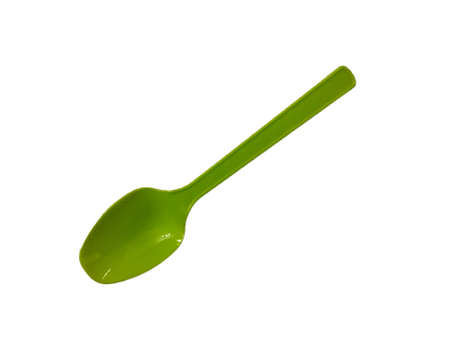 Green spoon isolated on a white backgroundの写真素材