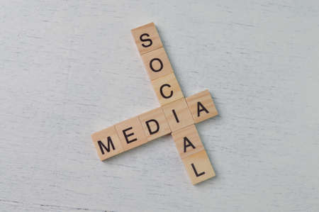 Square letters with text SOCIAL and MEDIAの写真素材