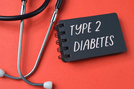 Stethoscope and notebook with text TYPE 2 DIABETES