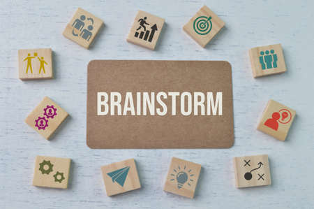 Wording brainstorm with creative business symbols