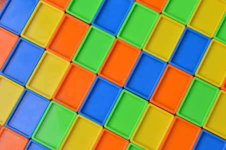 Colorful plastic toy building blocks. Game structure for developmentの写真素材