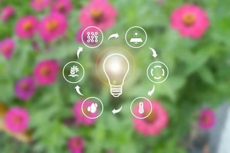 Smart farming and digital technology symbols. Modern agriculture and smart farming concept.