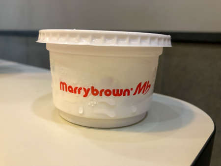 Puncak Alam, Malaysia: March 10, 2022- Marrybrown vegetable salad box on the table
