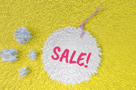 An illustration image of label tag with text SALE!の写真素材