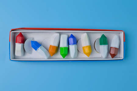 Watercolor isolated on a blue background. Copy space for the text.
