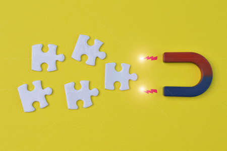 The magnet attracting new worker and staff based on recommendations, talent and interview. Recruitment of entire formed teams of employeesの写真素材