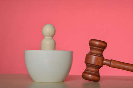 Judge gavel and mini courtroomの写真素材