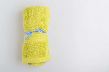 Green towel isolated on a white background