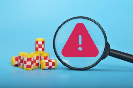 Hazardous dangerous chemical barrels with warning signの写真素材