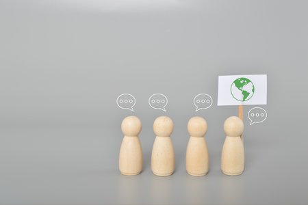 The Only One Earth- World Environment Day Concept Surround with Wooden Figure. This figure...