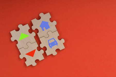 The concept of increasing and decreasing profit between property and vehicle.の写真素材