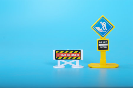 Road closed sign due to under construction workの写真素材