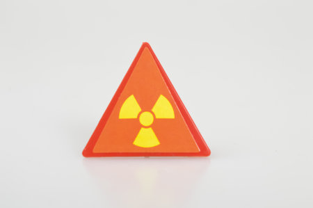 Radiation warning symbol isolated on a white background.の写真素材