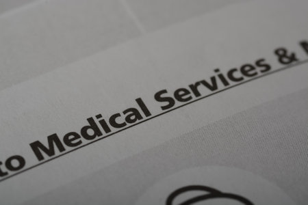 Close up view of the word MEDICAL SERVICES. Medical services refer healthcare-related activities, procedures, and interventions to diagnose, treat, manage, or prevent illness, injury, or medical conditionsの写真素材