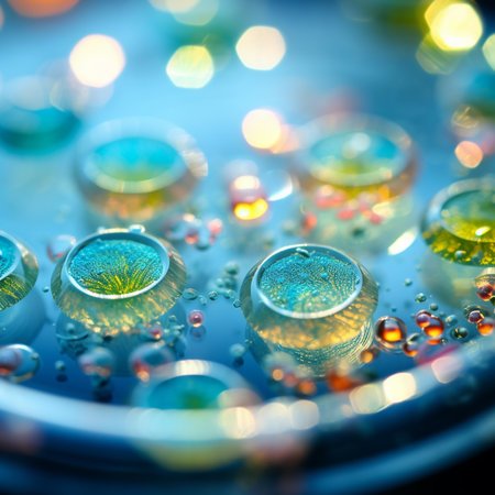 Close-up of petri dish with bacterial colonies Action Scene. Petri dish showing bacterial growth Background. Generative AI.の素材
