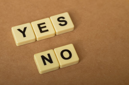 the power of choice, the importance of making decisions, or the potential consequences of saying yes or no.の写真素材