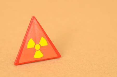 The caution sign clearly indicate a hazardous area due to the presence of radiation.の写真素材