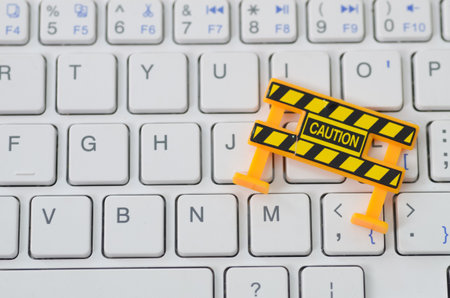 The image conveys a sense of caution and the need for vigilance in navigating the online world, highlighting the importance of cybersecurity and protecting against potential threats.の写真素材