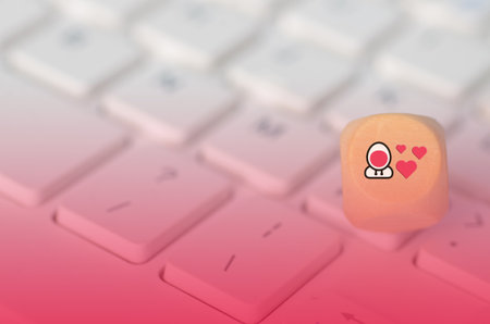 The image represents the potential risks associated with online dating and romantic relationships, including scams and emotional exploitation.の写真素材