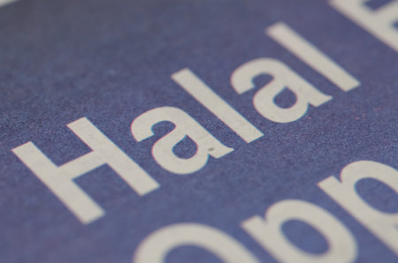 The word Halal represents a religious guideline for Muslims, ensuring that products and services adhere to Islamic dietary laws.の写真素材