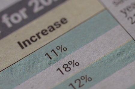 The word Increase and the accompanying percentages suggest a period of positive growth and...