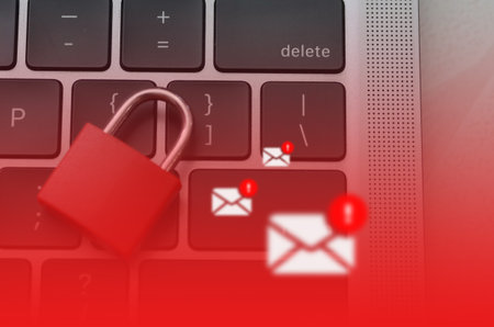 The combination of the padlock and the notification icons suggests the importance of secure email...